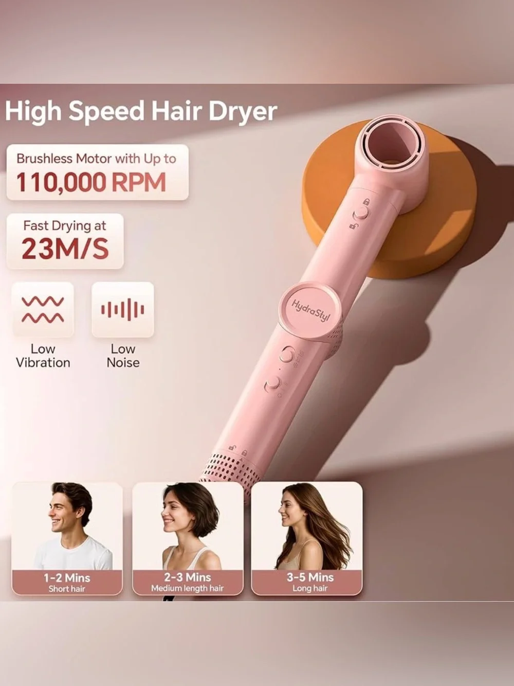 5-in-1 Hair Dryer & Styling Brush – Auto-Wrap Curling – 1300W